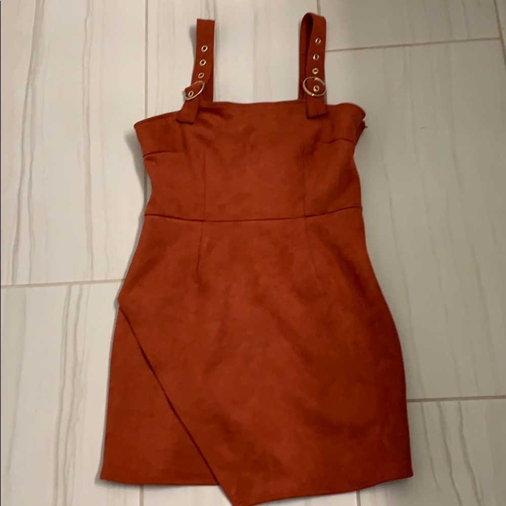 Forever 21 burnt orange buckle strap dress